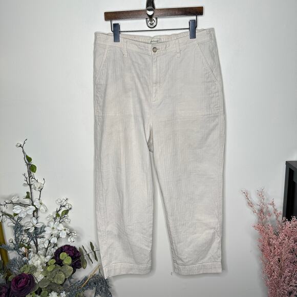 MADEWELL Camp Pants Trousers Ankle Natural Seeded Herringbone Cream Sz XL {EE45} - Picture 5 of 9